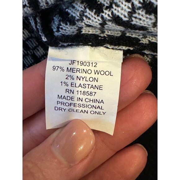 Jason Wu Sweater Womens Small Black Ivory Wool Knit Crew Neck Fair Isle Pullover - Picture 11 of 11